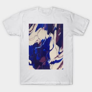 Purple, blue, and white acrylic pour. T-Shirt